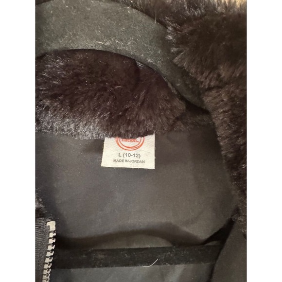 Plush Black Faux Fur Zip-Up Jacket Cozy Winter Coat Kids girls sz 10-12 - Picture 3 of 5